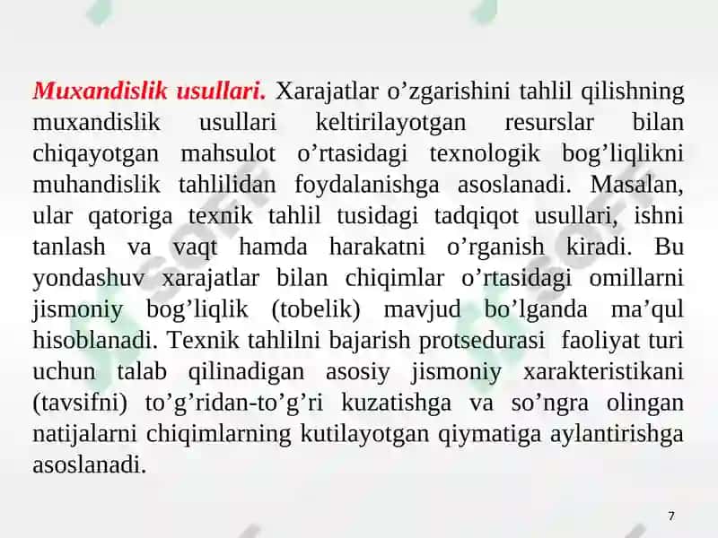 Xarajatlar va ulargadir baholash 7