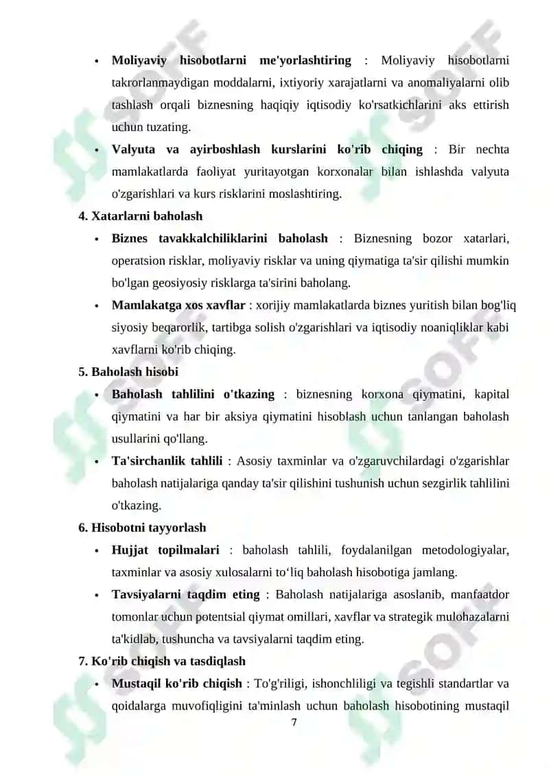 MULK QIYMATINI BAHOLASH YONDOSHUVLARI VA USULLARI TIZIMI 7