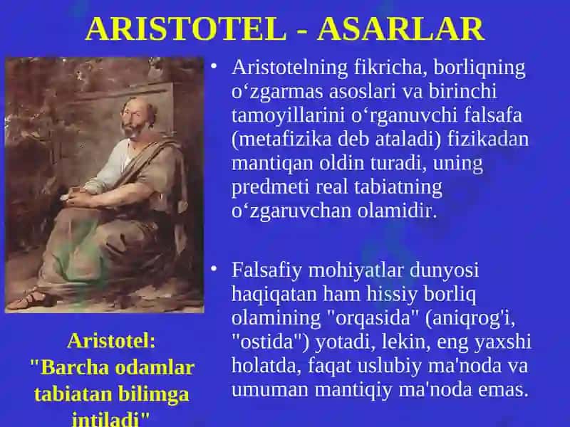 Aristotelning poetika asaridagi masalalarning asl mohiyatini ochib berish 7