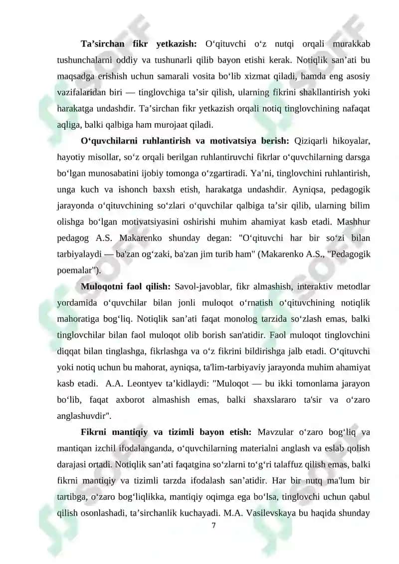 O’QITUVCHINING NUTQ MADANIYATI VA NOTIQLIK SAN’ATI 7