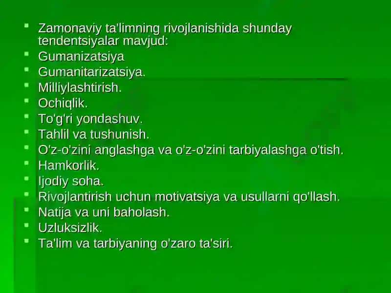 Boshlang'ich maktabda pedagogik jarayonning zamonaviy tendensiyalari va texnologiyalari 7