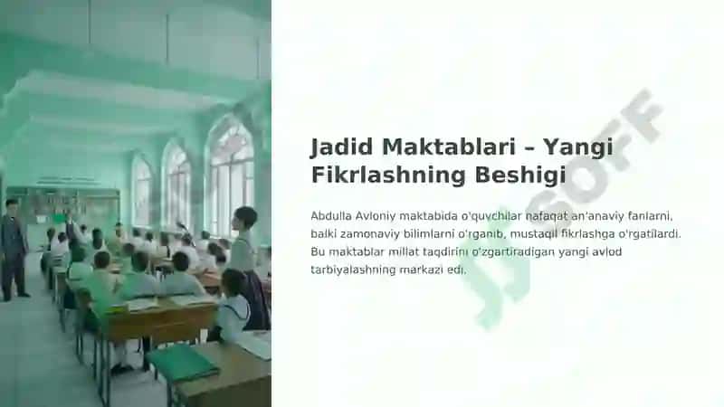 Jadid ma’rifatparvarlarining o‘lka ijtimoiy-ma’naviy hayotida tutgan o‘rni 7