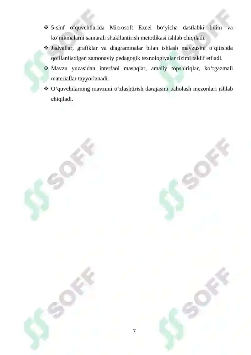 Jadvallar yaratishda Microsoft Excel dasturidan foydalanish. Grafika. Diagramma va unga maʼlumotlar kiritish 7