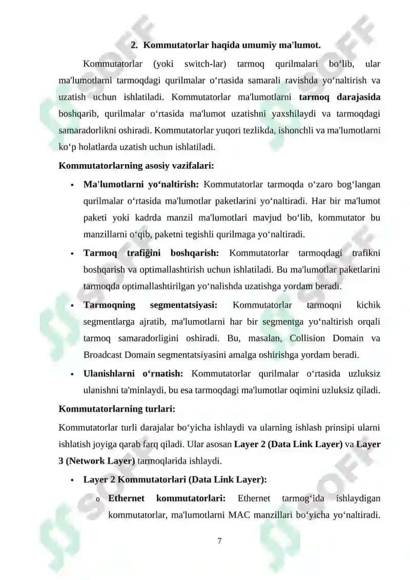 Kanal pog‘onasining protokollari (Frame Relay, ATM, Ethernet) 7
