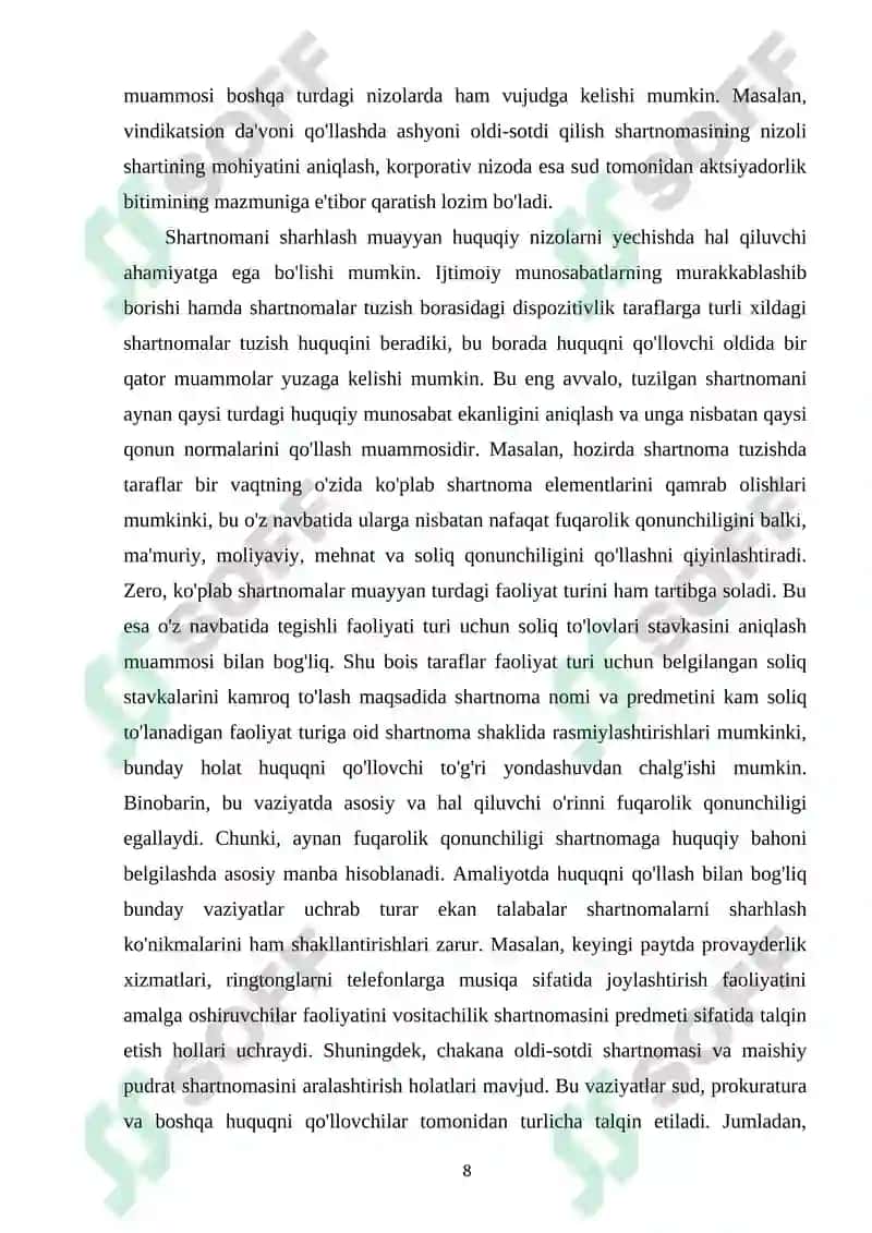 SHARTNOMAVIY XUQUQIY MUNOSABATLARNI TARTIBGA SOLUVCHI QONUNCHILIKNI O’ZIGA XOS XUSUSIYATI 7