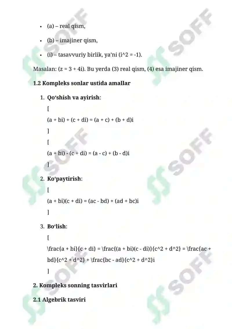 Kompleks Sonlar 7