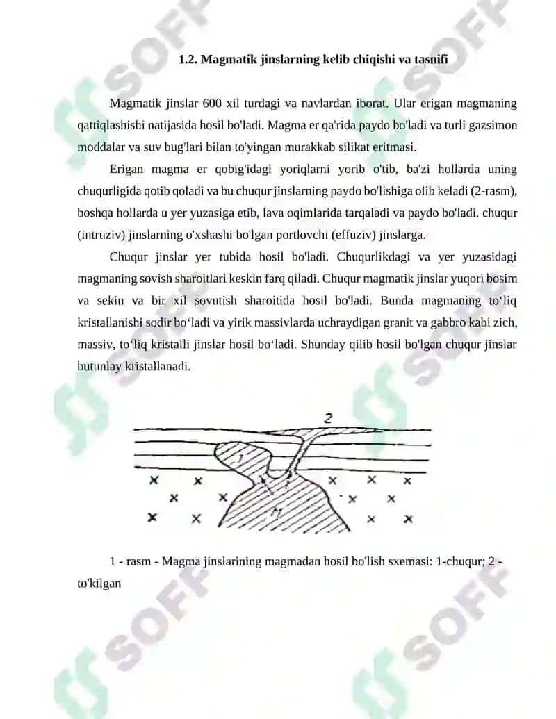 Magmatik tog’ jinslari va ularning xarakteristikasi 7