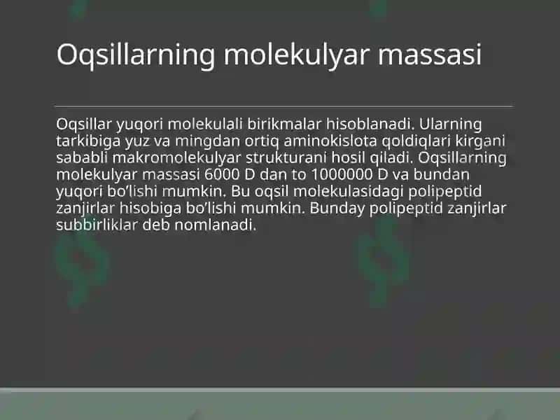 Oqsillarning Fizik-Kimyoviy Xususiyatlari 7