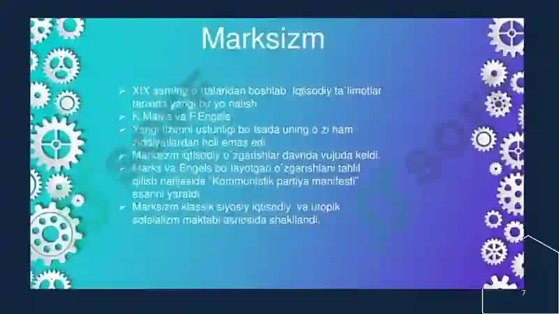 Bozor iqtisodiyotiga muxolif-sotsialistik yo’nalish 7