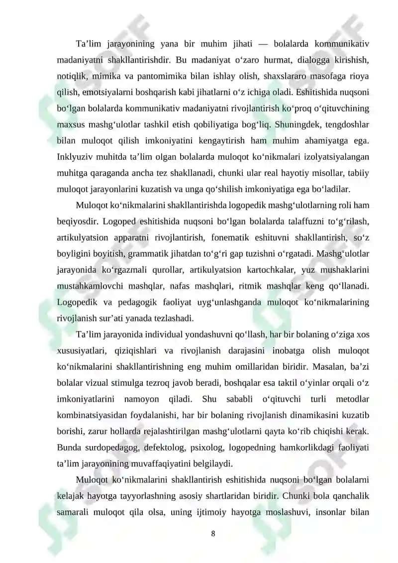 Eshitishida nuqsoni boʻlgan bolalarda ijtimoiy muloqot faoliyatida ta’limning ahamiyati 7