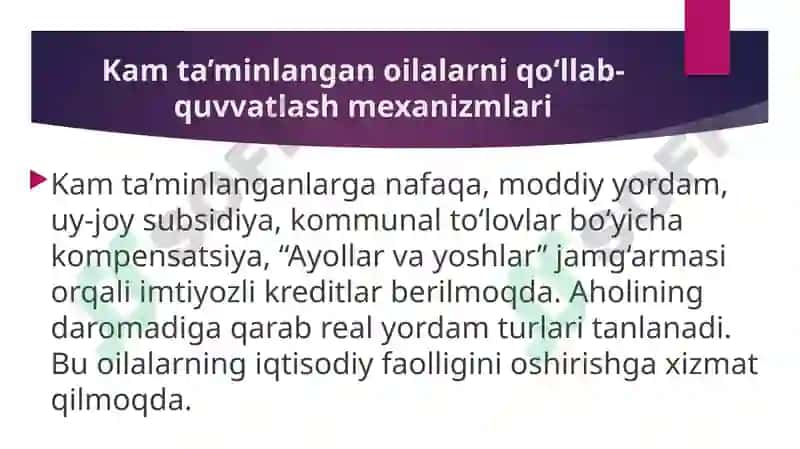 O‘zbekistonda ijtimoiy sohada amalga oshirilayotgan o‘zgarishlar  mazmun va mohiyati 7