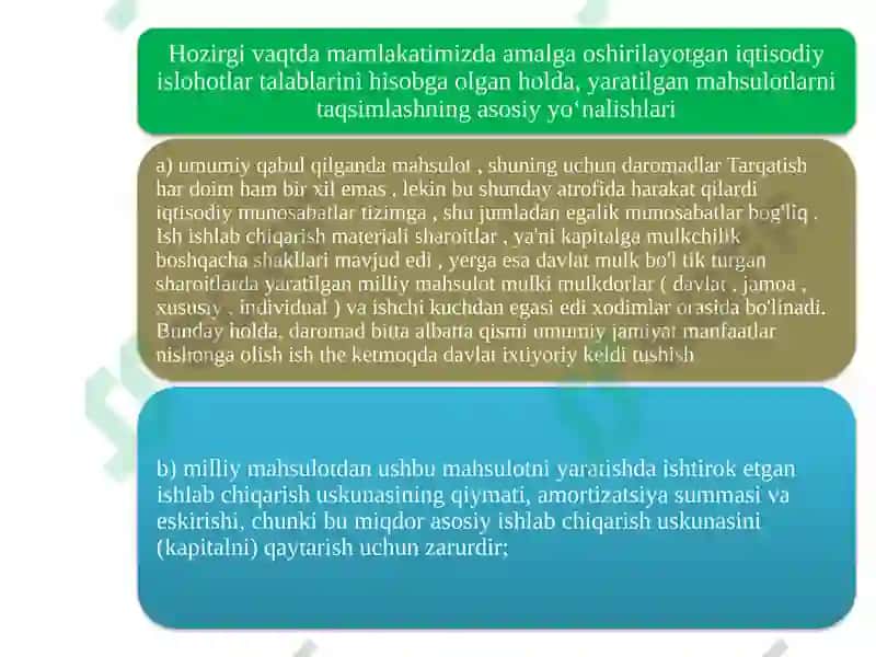 Ishlabchiqarilgan mahsulotning taqsi,lanish tamoyillari boyig'cha turlichi nazariyalar 7