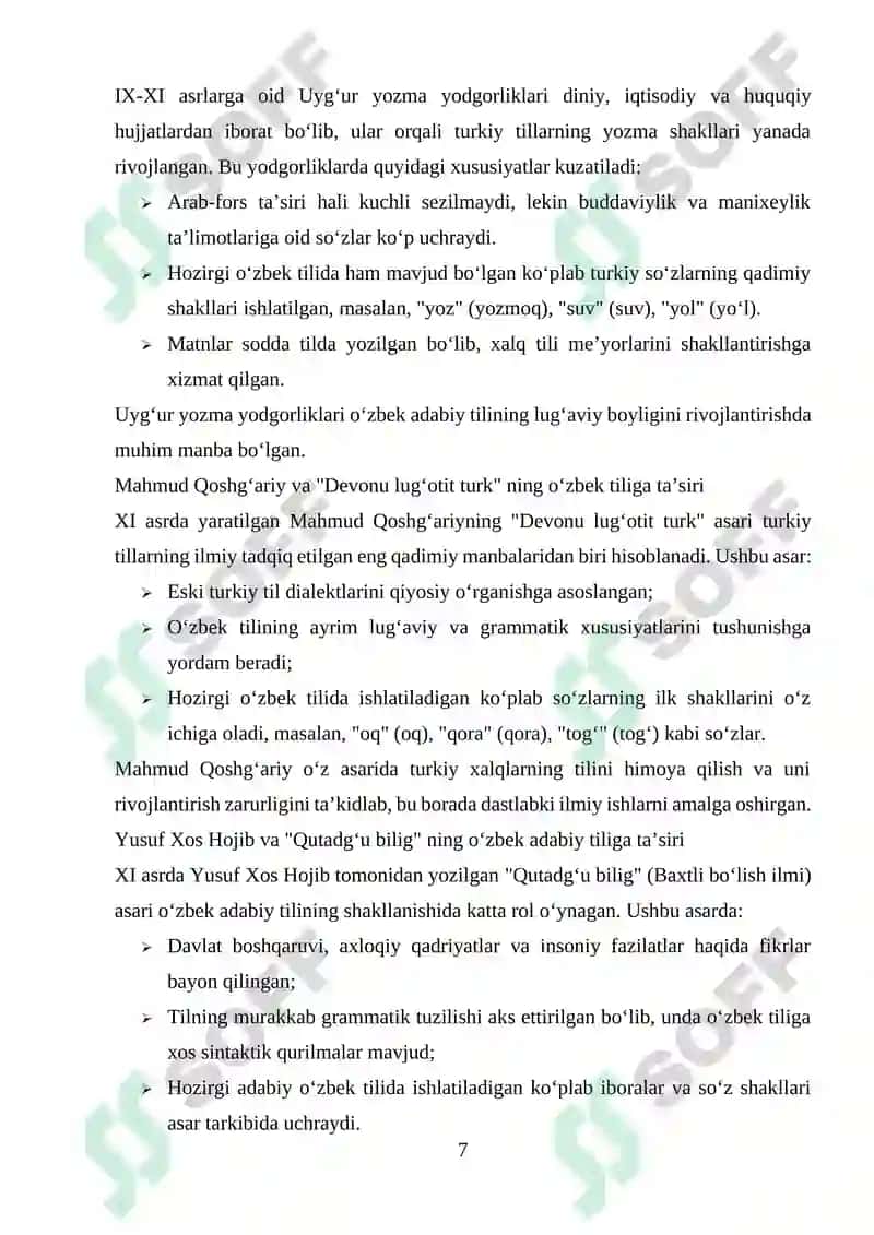 Hozirgi oʻzbek adabiy tilining tarixiy ildizlari 7