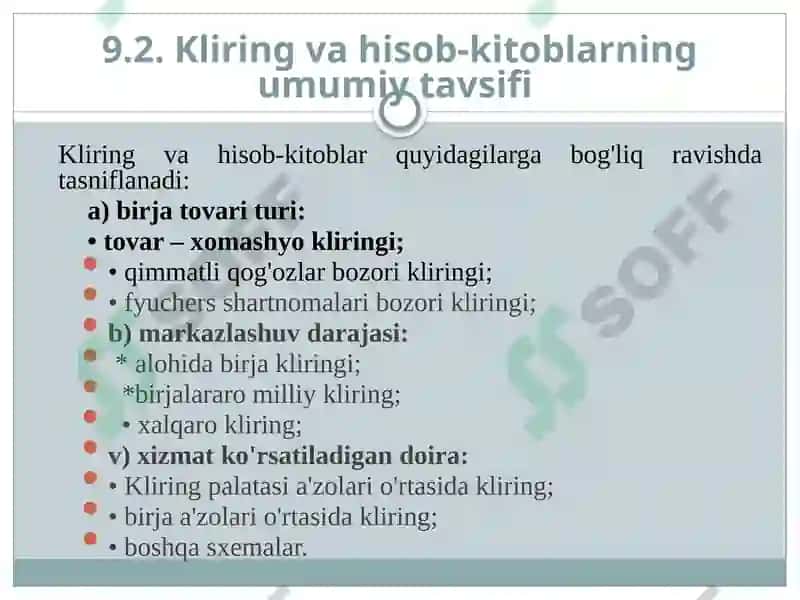 Birja bozorida kliring va hisob-kitoblar 7