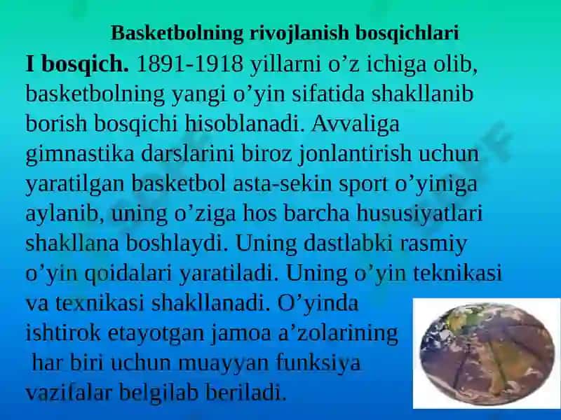 Basketbolo‘yinining kelib chiqishi va rivojlanish tarixi 7