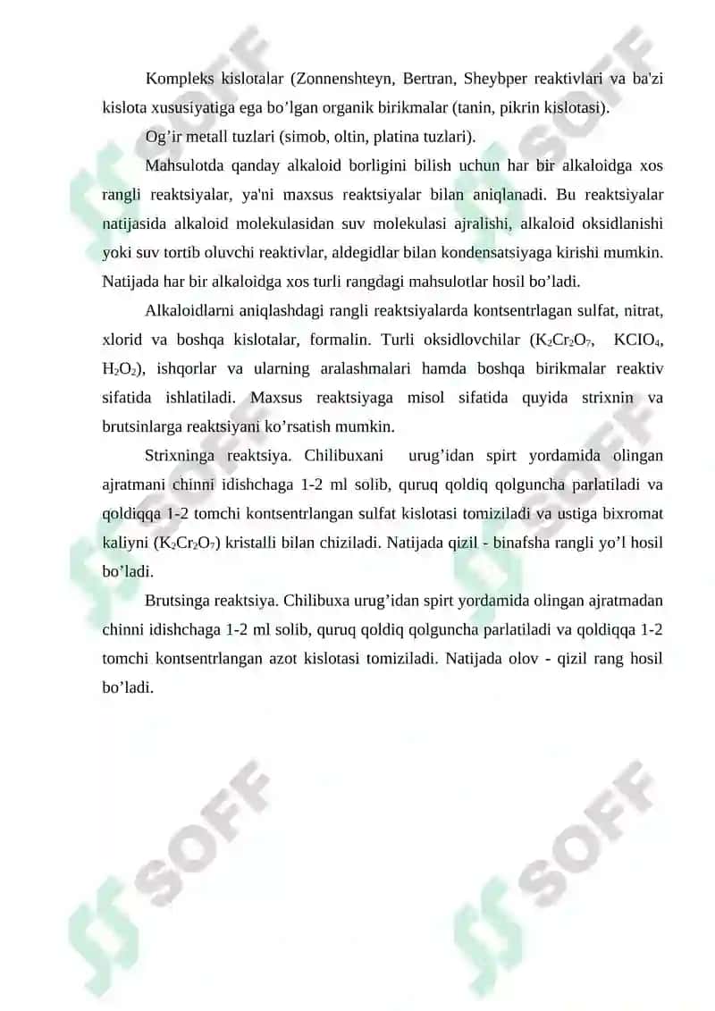 Alkaloidlar bo’lgan dorivor o’simliklar va mahsulotlar 7