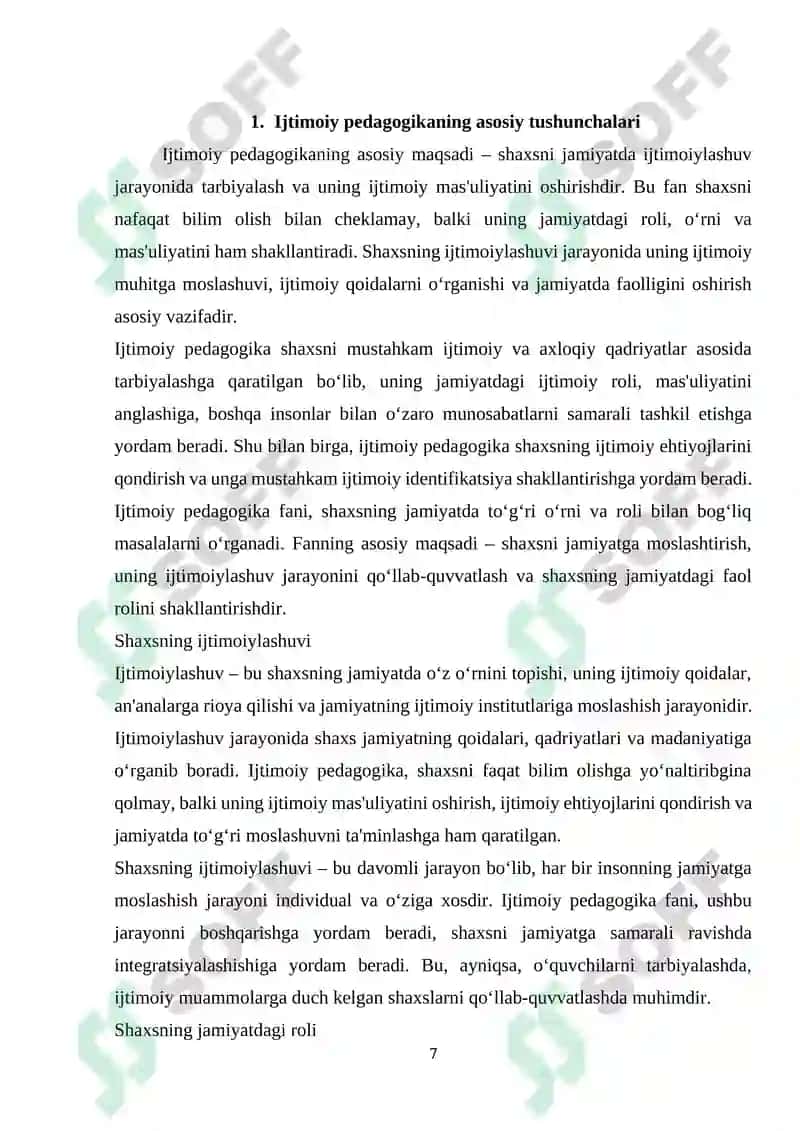 Ijtimoiy Pedagogika Fanidan Kurs Ishi 7