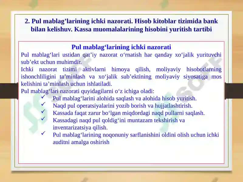 Pul mablag’lari va valyuta operatsiyalari hisobi 7