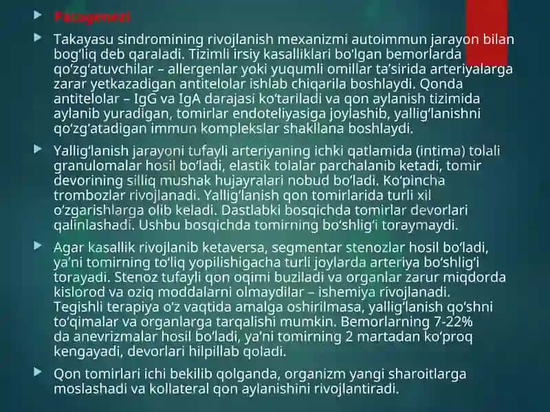 Umurtqa arteriyalari shikastlanishlari. Bosh miya qon bilan taminlanishidagi ularning roli. 7