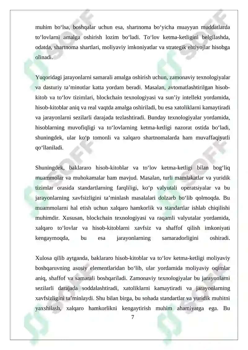 Banklararo hisob-kitoblar va to'lov ketma-ketligi 7