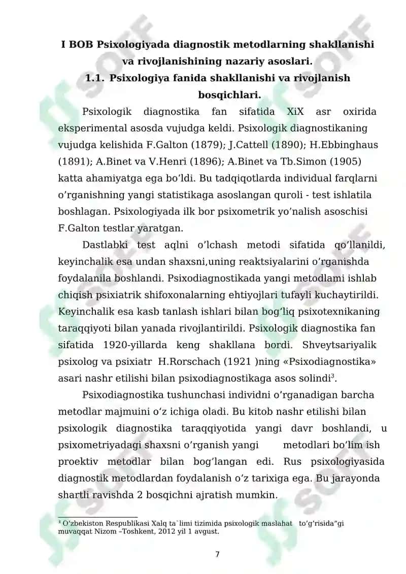 RUS PSIXOLOGIYASIDA DIAGNOSTIK METODIKALARDAN FOYDALANISHNING SAMARADORLIGINI OSHIRISH 7