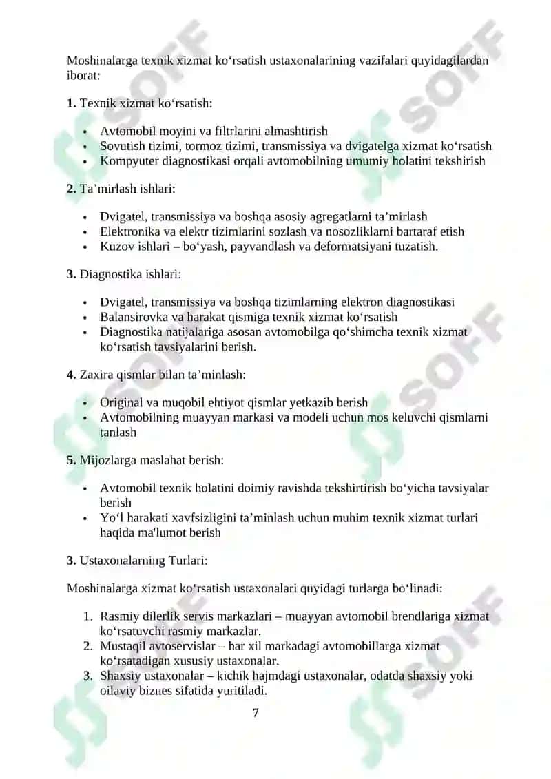 Moshinalarga Texnik Xizmat Ko'rsatish Ustaxonasini Boshqarish Tizimining Nazariy Asoslari 7