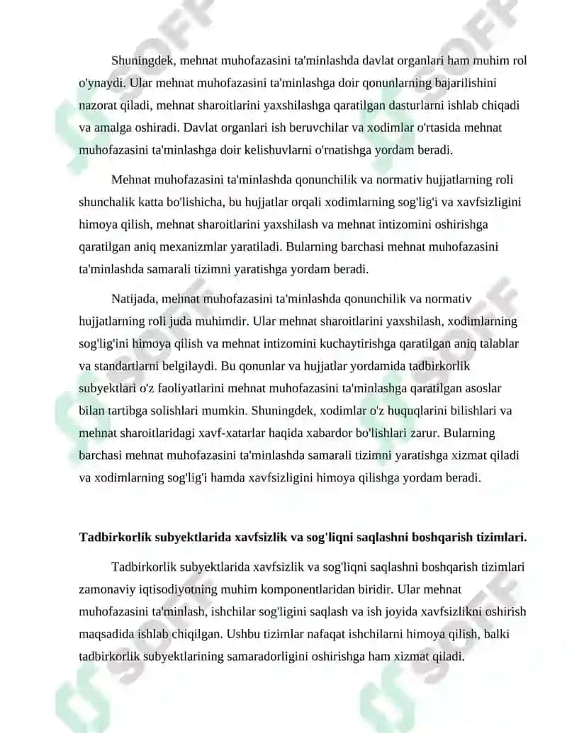 Tadbirkolik Subyektlarida Mehnatni Muhofaza Qilish 7