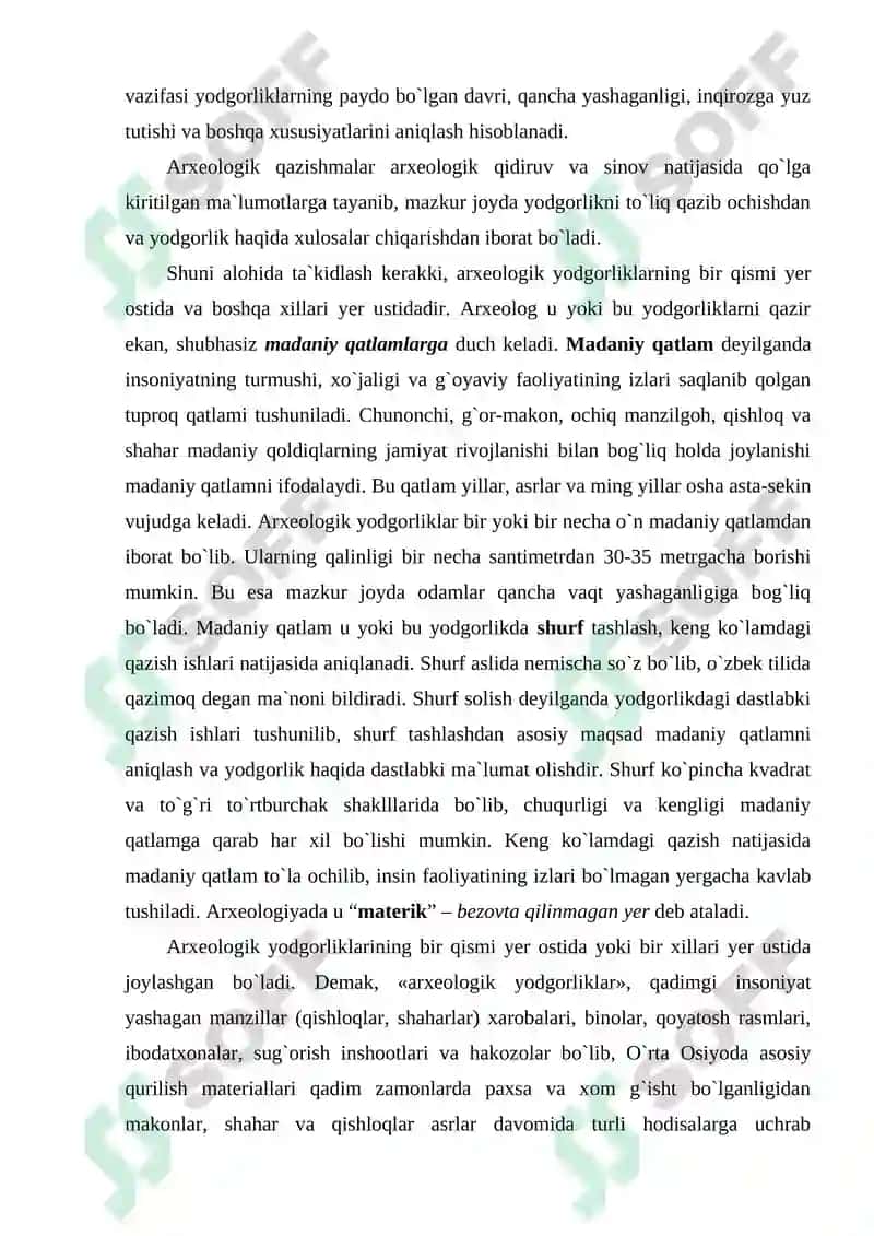 Arxeologiyaga kirish fanning predmeti, maqsadi va vazifasi 7