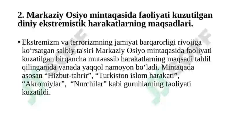 DINIY FUNDAMENTALIZM, RADIKALIZM VA TERRORIZMNING TARIXI VA YO`NALISHLARI 7