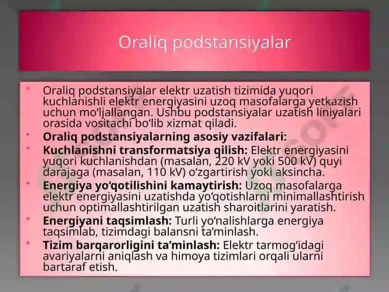 Oraliq va quvvatli podstantsiyalarning eliktr sxemalari 7