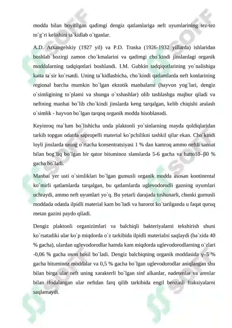 Neft va gazning paydo bo`lishi haqidagi nazariyalar 7