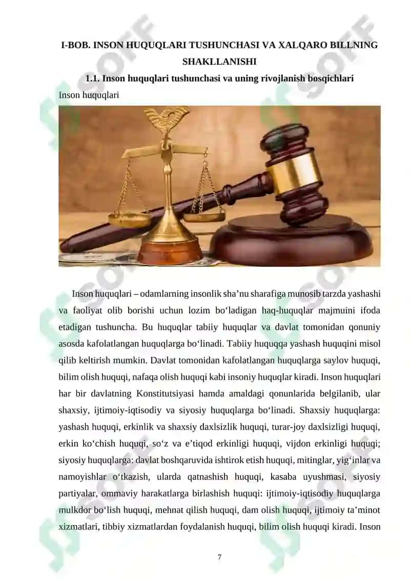 Inson huquqlari toʻgʻrisidagi xalqaro BILL: tavsif va mundarija 7