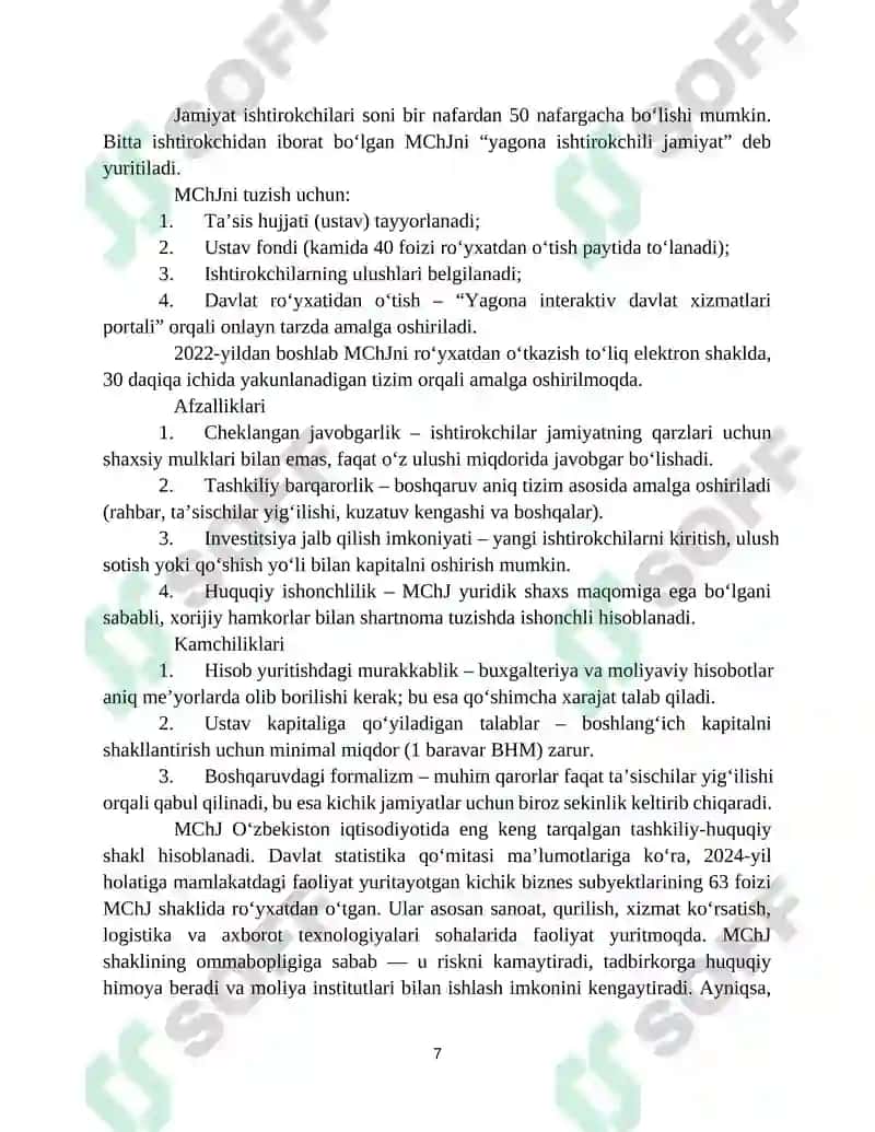 Kichik Biznesning Tashkiliy-Huquqiy Shakllari 7