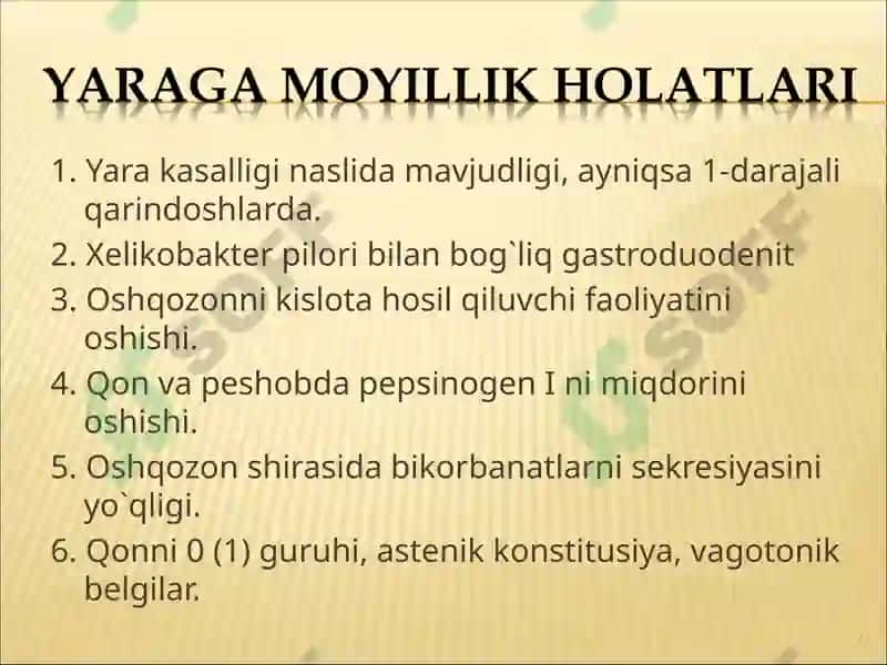 Oshqozon yara kasalligi etiologiyasi va patogenezidagi zamonaviy aspektlar 7