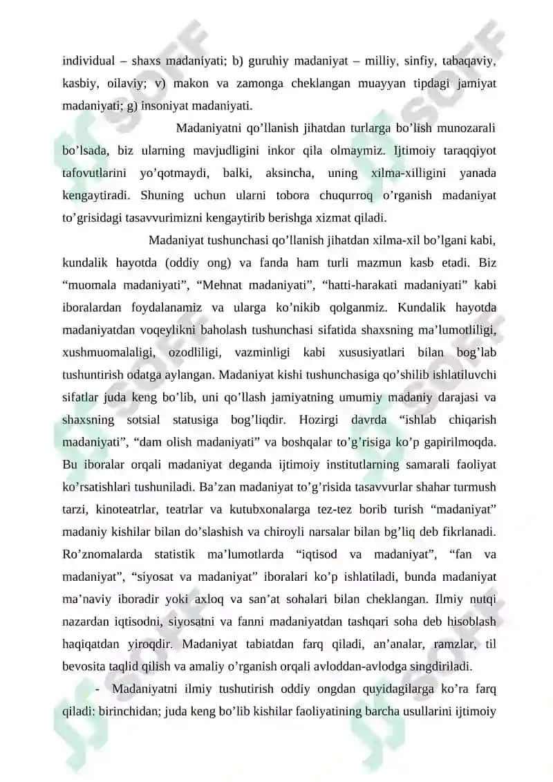 Madaniyat va uning jamiyat hayotidagi o’rni 7