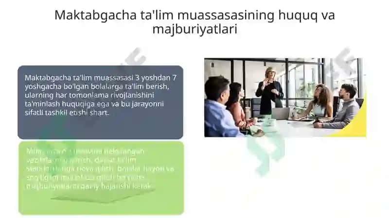 Maktabgacha ta'lim tashkiloti boshqarish va tashkil etishda huquqiy meʼyorlar 7