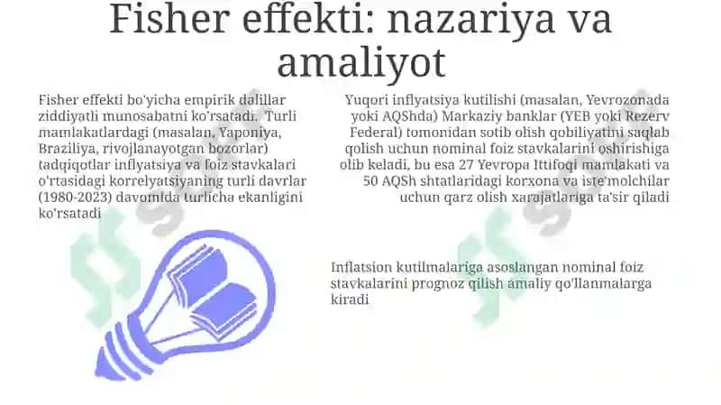 Inflatsiya va foiz stavkalari oʻrtasidagi bogʻliqlik 7