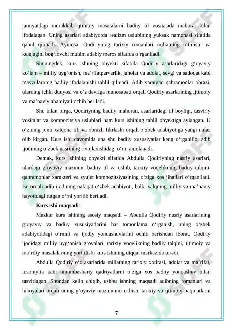 Abdulla Qodiriy nasriy asarlarining gʻoyaviy badiiy xususiyatlari 7