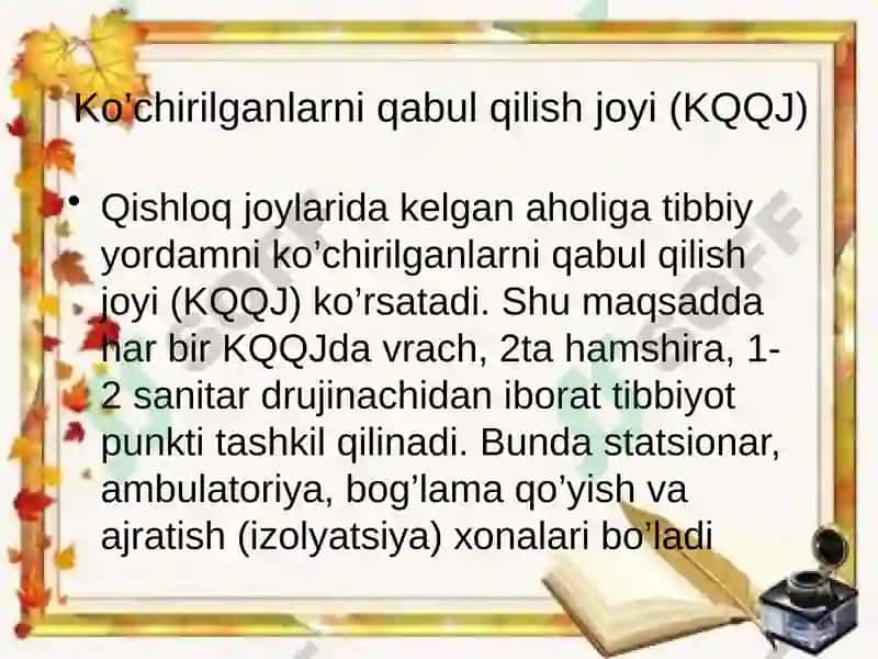 Tibbiyot Punktlari va Davolash Muassasalarni Ko'chirish 7