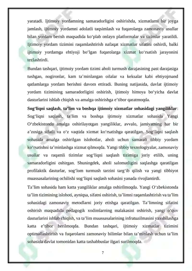 Yangi O‘zbekistonda ijtimoiy sohaga bo‘lgan zamonaviy munosabat 7