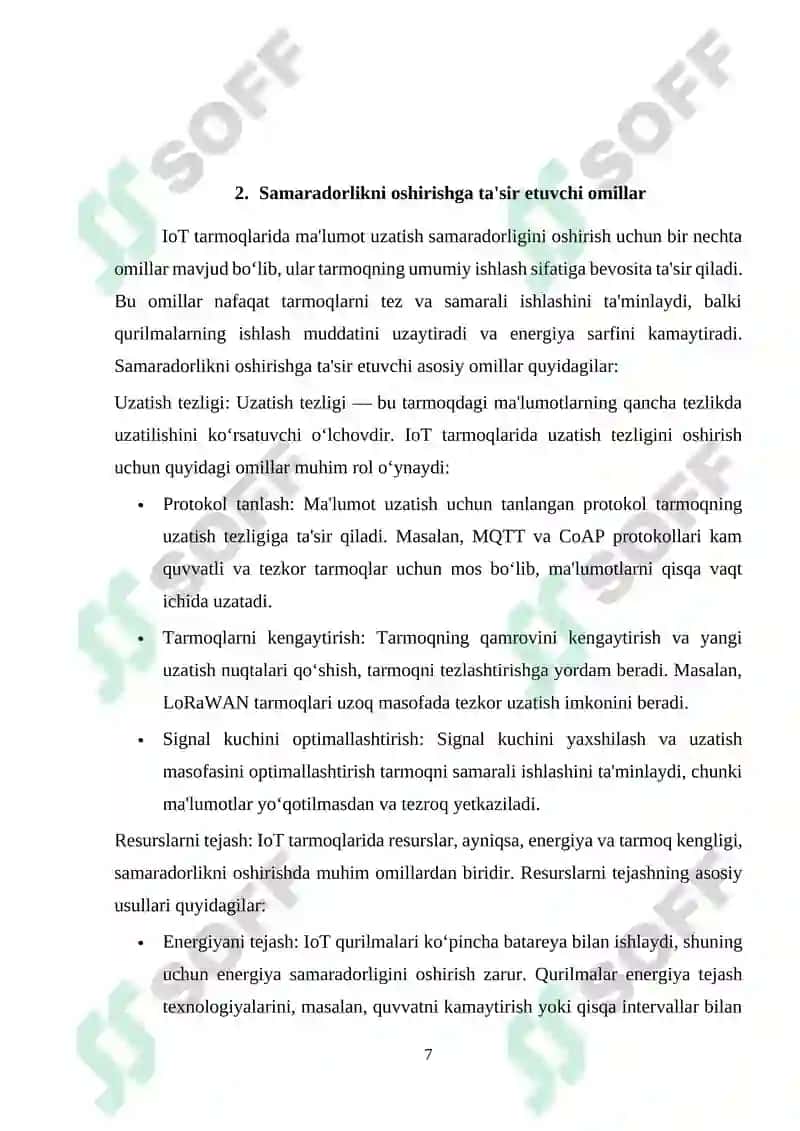 IoT tarmoqlarida ma'lumot uzatishning samaradorligini oshirish 7