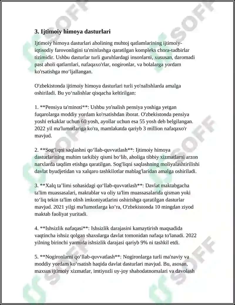 O'ZBEKISTONDA IJTIMOIY SOHADA AMALGA OSHIRILAYOTGAN O'ZGARISHLAR MAZMUN VA MOHIYATI 7