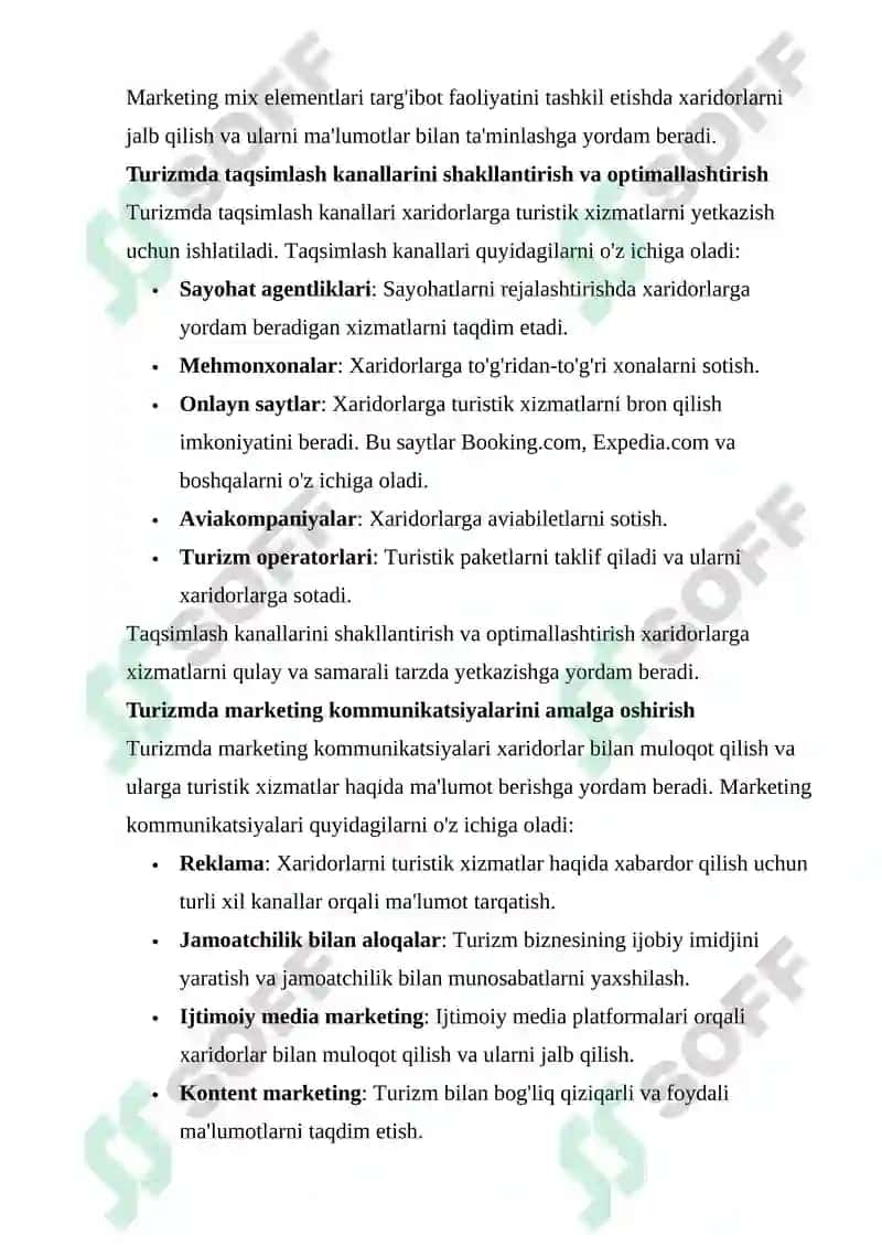 Turizm sohasida marketing mixdan foydalanish 7