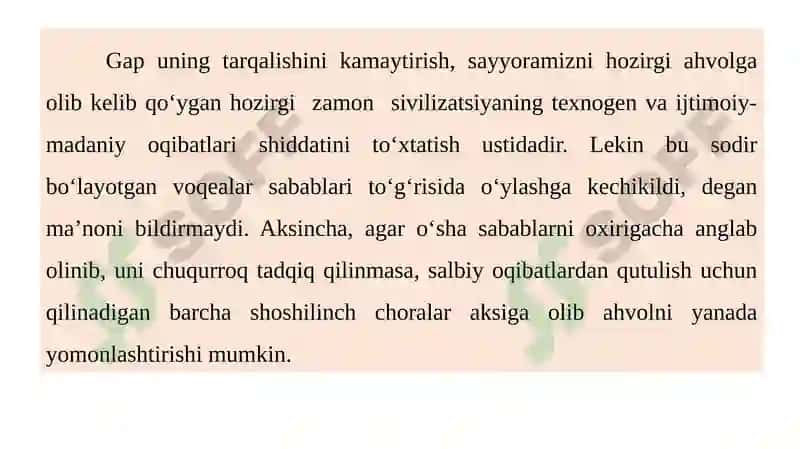 Globalekologik inqirozniyuzaga kelish sabablari 7