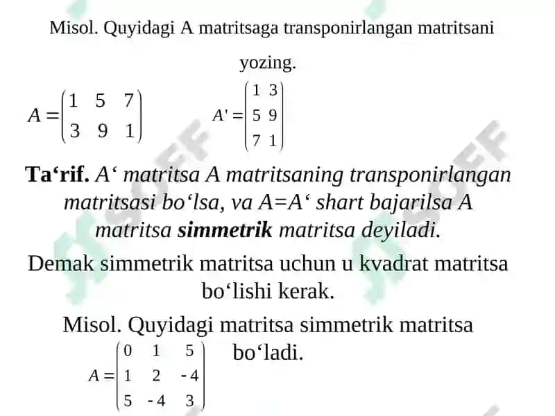 Matritsa tushunchasi 7