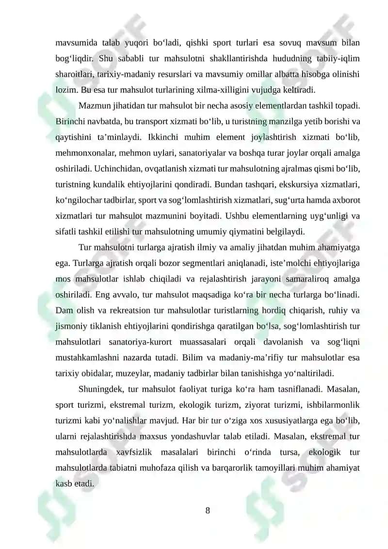 TUR MAHSULOTNI REJALASHTIRISHNING USLUBIY ASOSLARI VA TAMOYILLARI 7