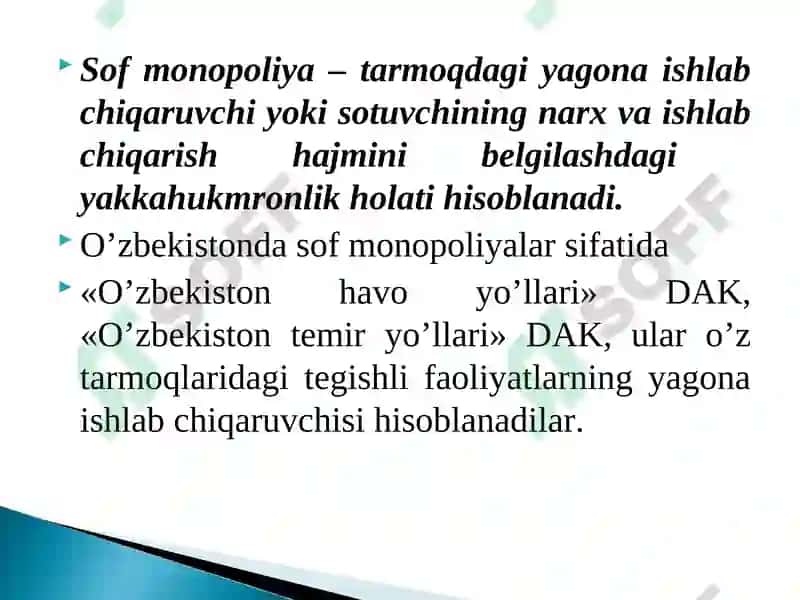 Monopol hukmronlik tog’risida tushuncha 7