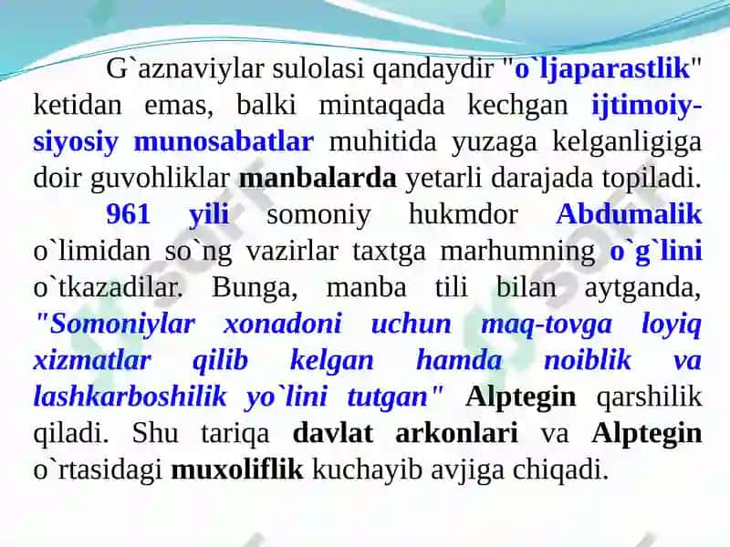G’aznaviylar va Saljuqiylarning davlat boshqaruvi tizimi 7