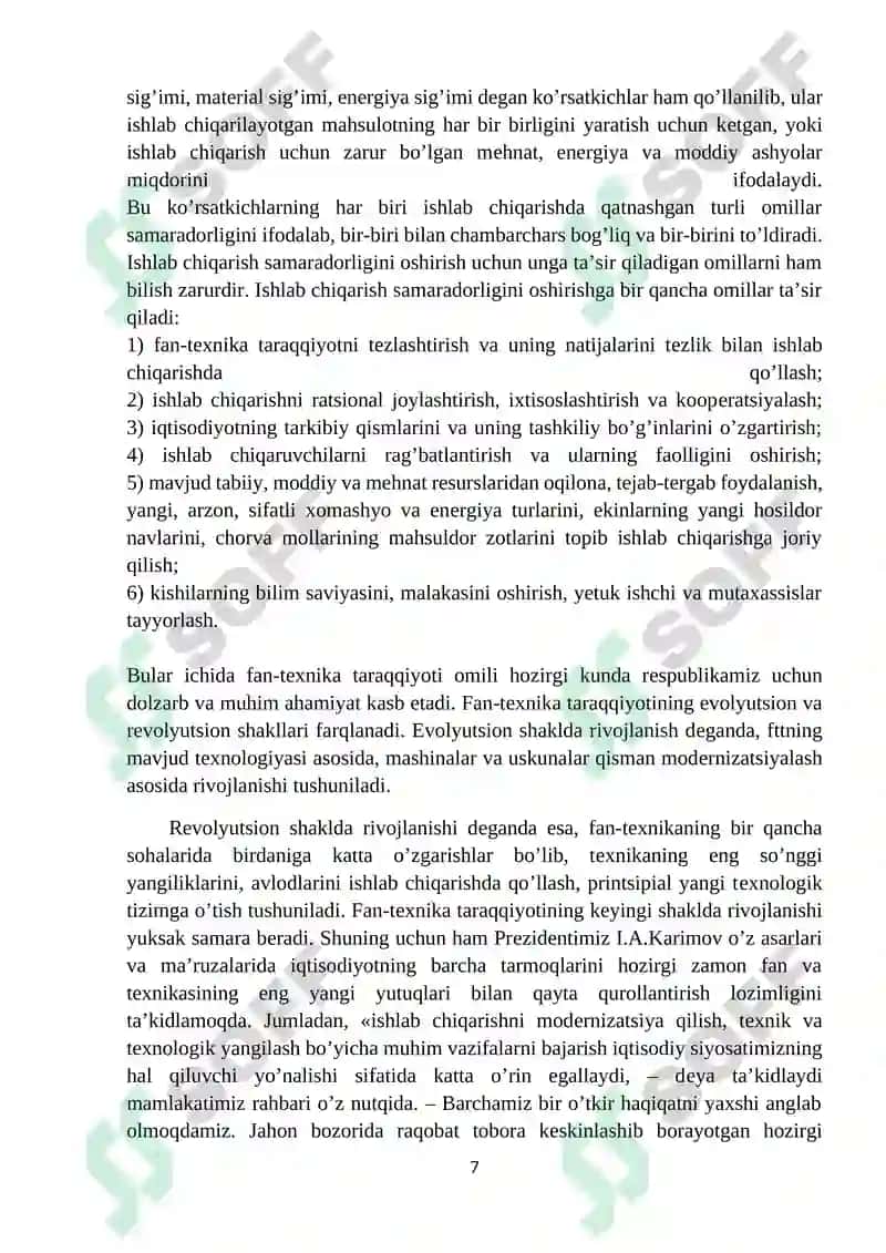 Ishlab chiqarish omillari va unga ta'sir etivchi omillar 7
