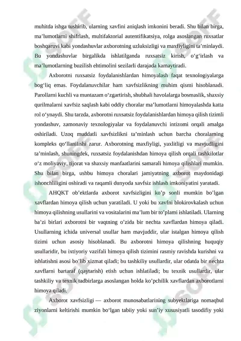 Axborotni ruxsatsiz foydalanishlardan himoyalash 7